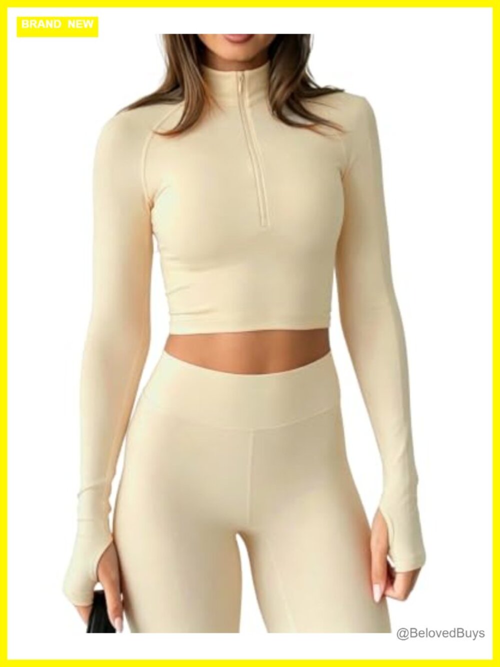 Women Cropped Quarter Zip Workout Top Slim Fit Long Sleeve Thumb Hole